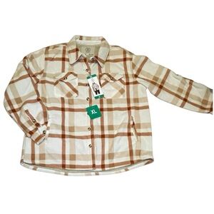 SAGE Ladies' Plush fleece Shirt Jacket, Copper (Rust/Cream) NEW NWT Size: XL